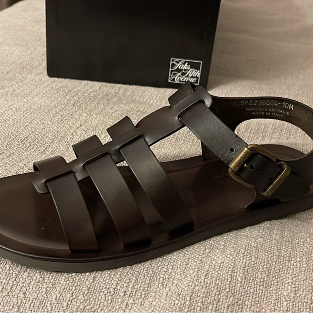 Saks Fifth Avenue COLLECTION Men’s leather Sandals. Made in Italy. Size 10